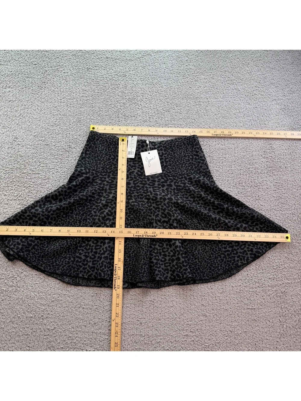 NWT Joie Wemberley Leopard Jacquard Knit Flared Mini Skirt Gray Black Size M